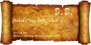 Dohány Dávid névjegykártya